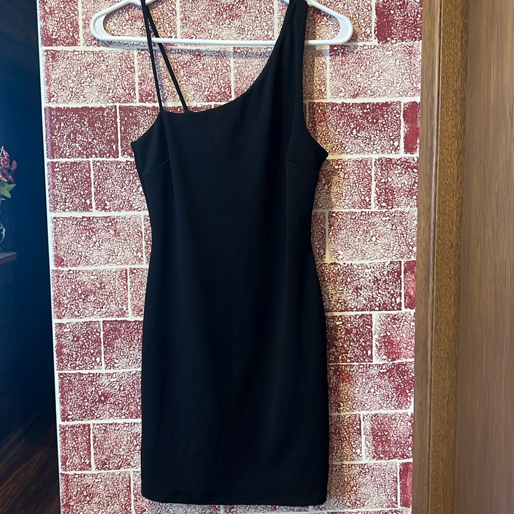 Lulus Black One Shoulder Mini Dress